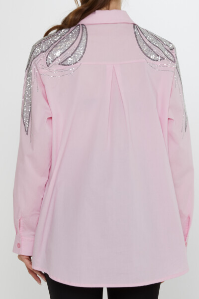 Shirt Shoulder Stone Embellished - Pink - 20552 | KAZEE (Set of 3: Sizes 46-48-50) - 6