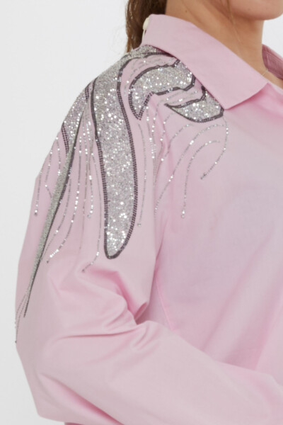 Shirt Shoulder Stone Embellished - Pink - 20552 | KAZEE (Set of 3: Sizes 46-48-50) - 4