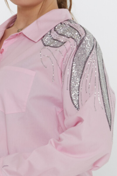 Shirt Shoulder Stone Embellished - Pink - 20552 | KAZEE (Set of 3: Sizes 46-48-50) - 5