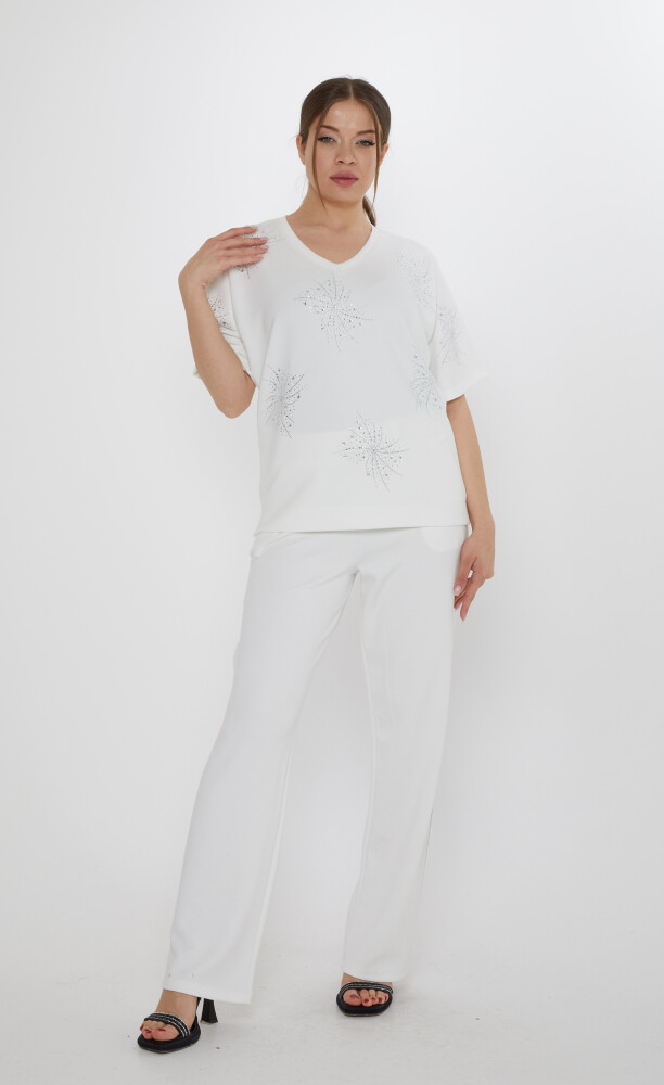 Tracksuit Set - Short Sleeved White - 17893 | KAZEE (3-Piece Set M-L-XL) - 1