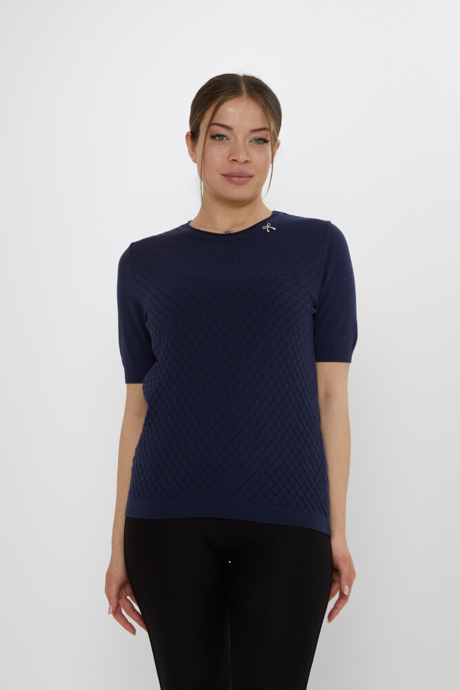 Spilla a nastro per maglione in maglia blu navy - 31815 | KAZEE (Set di 3 L-XL-2XL) - 2