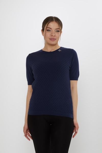 Spilla a nastro per maglione in maglia blu navy - 31815 | KAZEE (Set di 3 L-XL-2XL) - 2