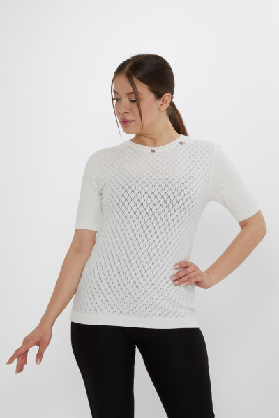 Spilla a nastro per maglione in maglia Ecru - 31815 | KAZEE (Set di 3 L-XL-2XL) - Kazee (1)