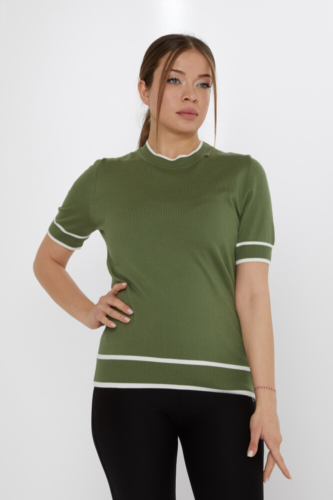 Spilla per maglione in maglia con dettagli color cachi-écru - 31292 | KAZEE (Set di 4 M-L-XL-2XL) - 2