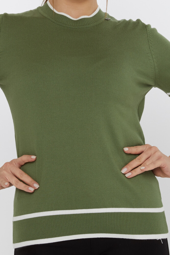 Spilla per maglione in maglia con dettagli color cachi-écru - 31292 | KAZEE (Set di 4 M-L-XL-2XL) - 3