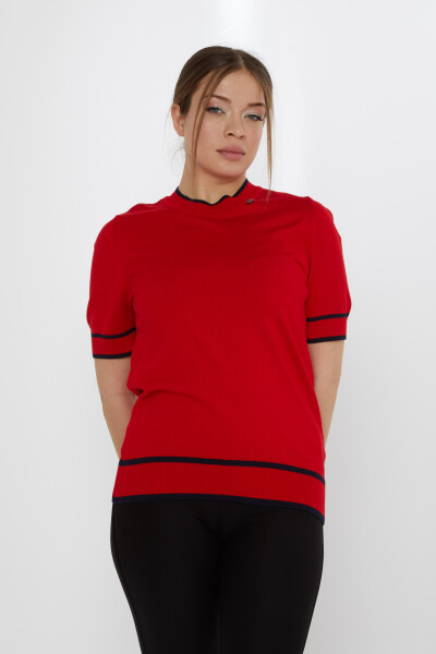 Spilla per maglione in maglia con dettagli rosso-blu navy - 31292 | KAZEE (Set di 4 M-L-XL-2XL) - 2