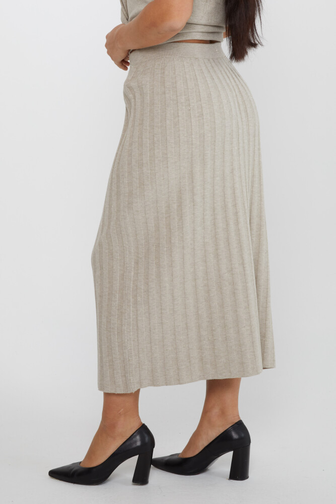 Spódnica dzianinowa długa z norek z brokatowym detalem - 31548 | KAZEE (Zestaw 3 sztuk L-XL-2XL) - 4