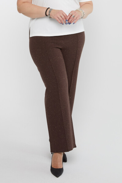 Spodnie dzianinowe z brokatowym detalem Brązowe - 31376 | KAZEE (Zestaw 3 sztuk L-XL-2XL) - Kazee (1)