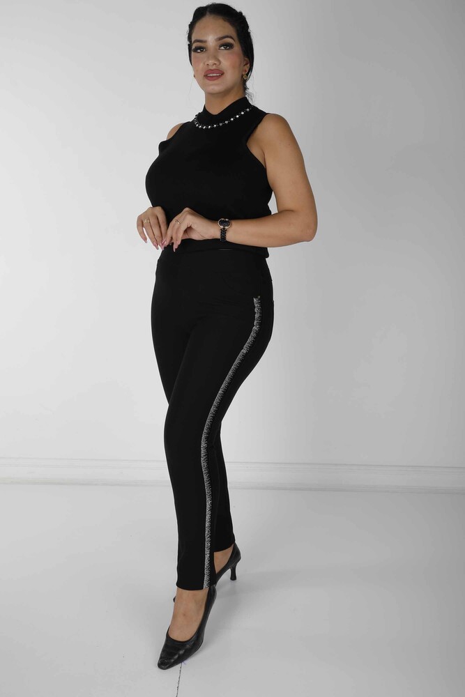 Spodnie kieszeniowe szczegółowe czarne - 3737 | KAZEE (zestaw 4 szt. 36-38-40-42) - 1