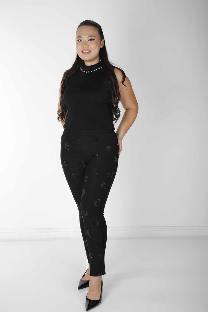 Spodnie Wzorzyste Czarne - 3767 | KAZEE (zestaw 4 szt. 42-44-46-48) - 1