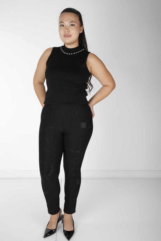 Spodnie Wzorzyste Czarne - 3742 | KAZEE (zestaw 4 szt. 42-44-46-48) - 1