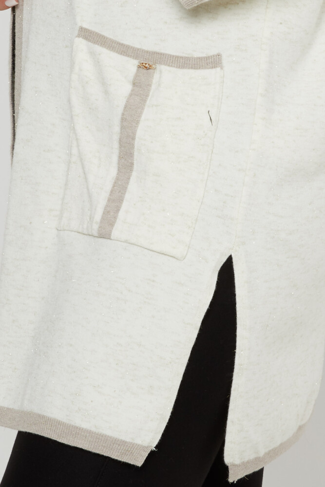 Strick-Cardigan mit Taschendetail, zweifarbig, Ecru – 31067 | KAZEE (4er-Set M-L-XL-2XL) - 4