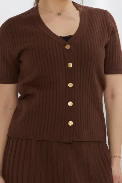 Strickjacke Kurzarm Braun - 30701 | KAZEE (3er-Set M-L-XL) - 4