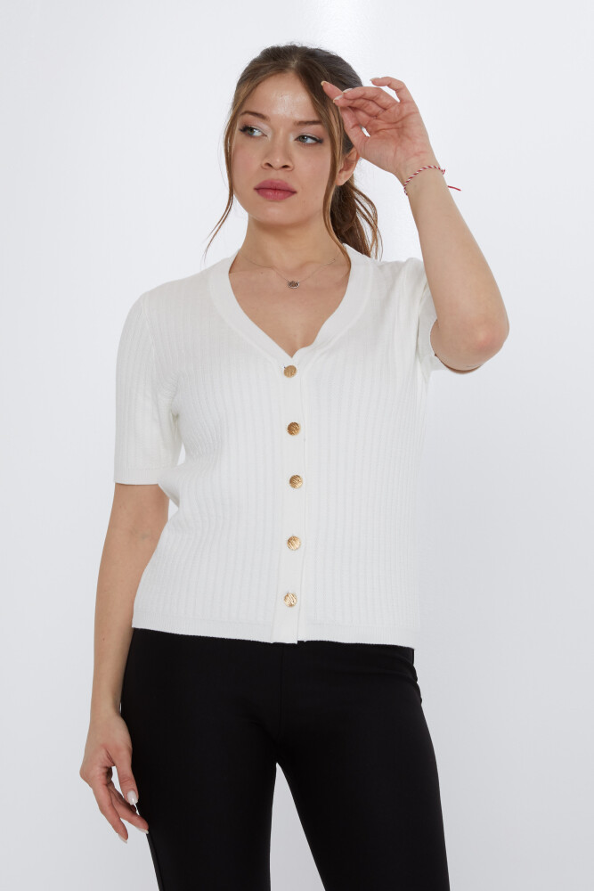 Strickjacke Kurzarm Ecru - 30701 | KAZEE (3er-Set M-L-XL) - 3