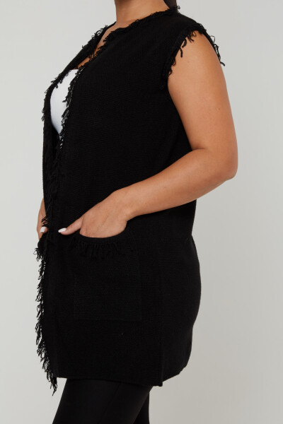 Strick-Cardigan mit Quaste und Taschendetail Schwarz – 30362 | KAZEE (4er-Set M-L-XL-2XL) - 4