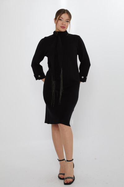 Strickkleid mit Schaldetail Schwarz – 30968 | KAZEE (3er-Set S-M-L) - KAZEE 