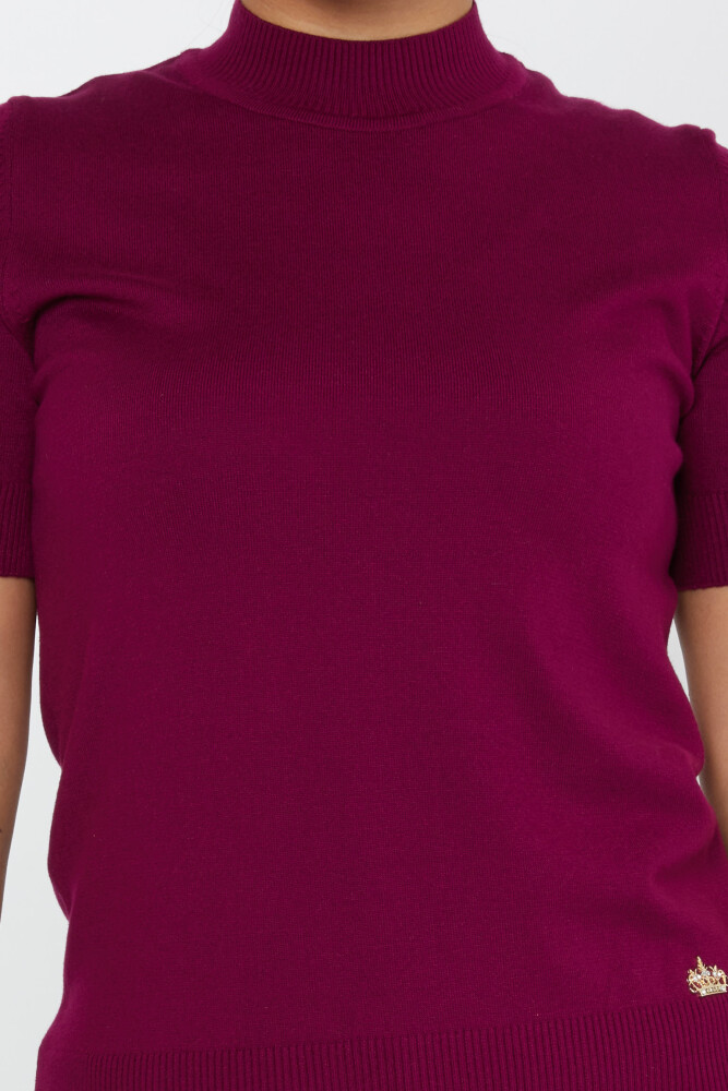 Strickpullover American Model Kurze Ärmel Lila - 14541 | KAZEE (3er Set S-M-L) - 4