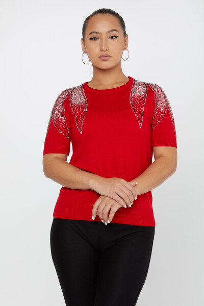 Strickpullover American Model Stone Embroidered Rot - 31238 | KAZEE (3er Set S-M-L) 