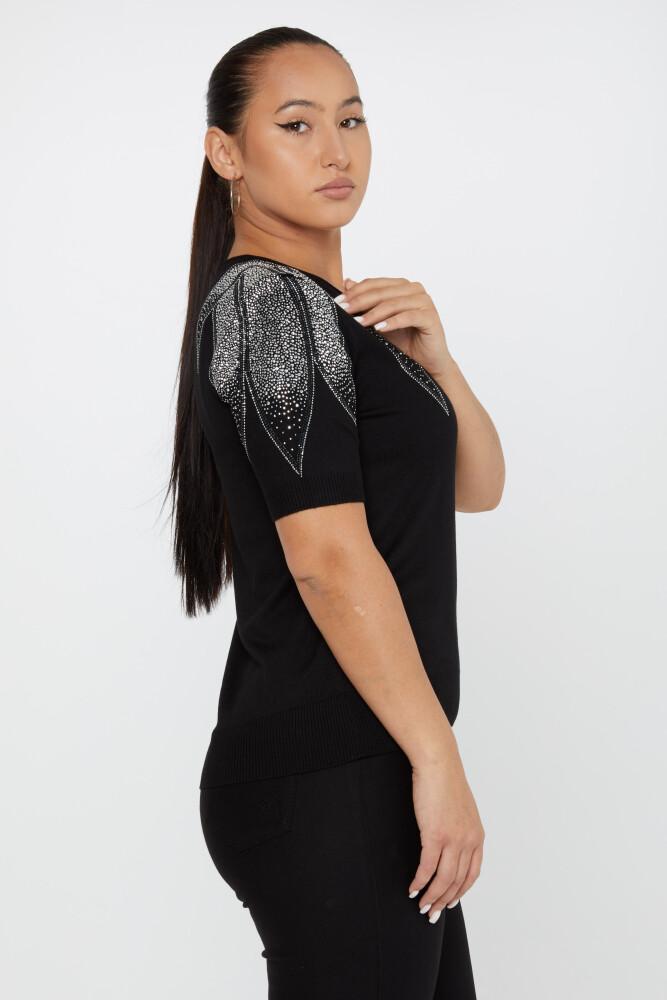 Strickpullover American Model Stone Embroidered Schwarz-Ecru - 31238 | KAZEE (3er Set S-M-L) - 2