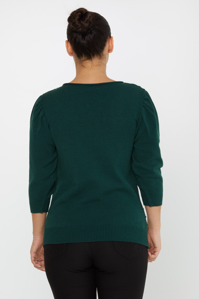 Strickpullover mit Ballonärmeln, selbstgemustert, Oliv – 30340 | KAZEE (4er Set S-M-L-XL) - 5