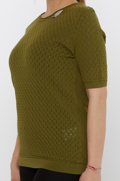 Strickpullover Blattbrosche Dunkelgrün - 31811 | KAZEE (3er-Set M-L-XL) - 4