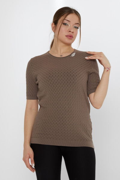 Strickpullover Blattbrosche Nerz - 31811 | KAZEE (3er-Set M-L-XL) - 2