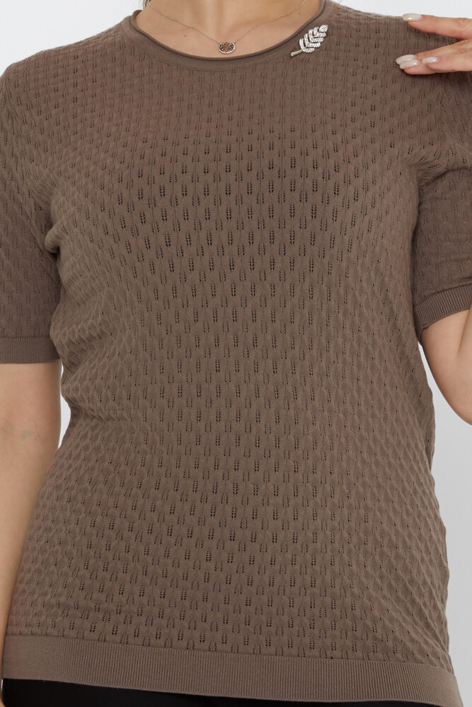 Strickpullover Blattbrosche Nerz - 31811 | KAZEE (3er-Set M-L-XL) - 3