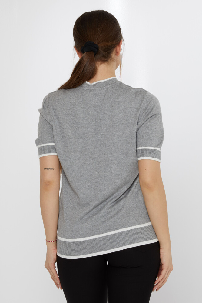 Strickpullover-Brosche detailliert Grau-Ecru – 31292 | KAZEE (4er-Set M-L-XL-2XL) - 5