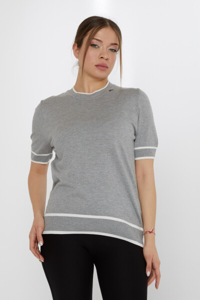 Strickpullover-Brosche detailliert Grau-Ecru – 31292 | KAZEE (4er-Set M-L-XL-2XL) 