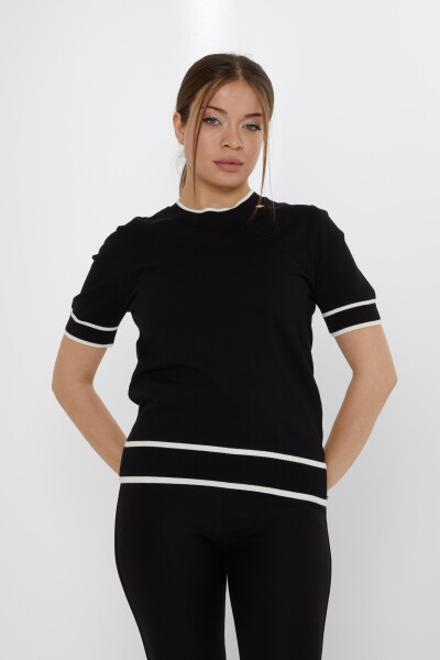 Strickpullover-Brosche detailliert Schwarz-Ecru - 31292 | KAZEE (4er-Set M-L-XL-2XL) 