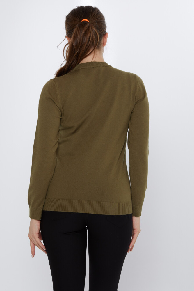 Strickpullover Bunte Stickerei Khaki - 31122 | KAZEE (3er-Set M-L-XL) - 5