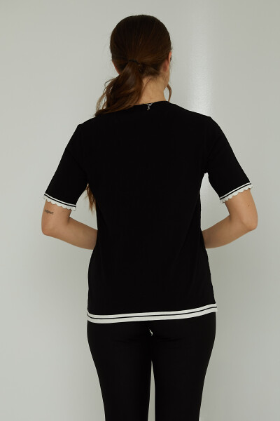 Strickpullover mit Durchbruch-Muster, kurze Ärmel, Schwarz – 31762 | KAZEE (3er-Set M-L-XL) - 5