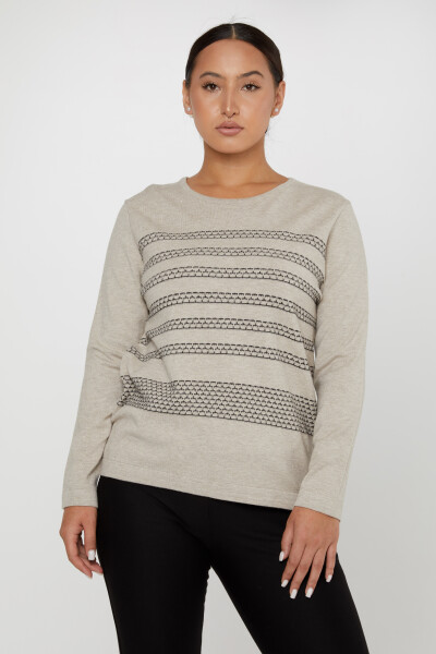 Strickpullover, gestreift, langärmlig, Nerz – 31030 | KAZEE (4er-Set L-XL-2XL-3XL) 