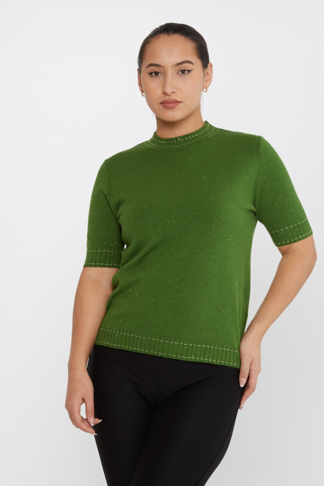 Strickpullover Kurzarm Glitzer Grün - 31626 | KAZEE (3er-Set M-L-XL) - 2