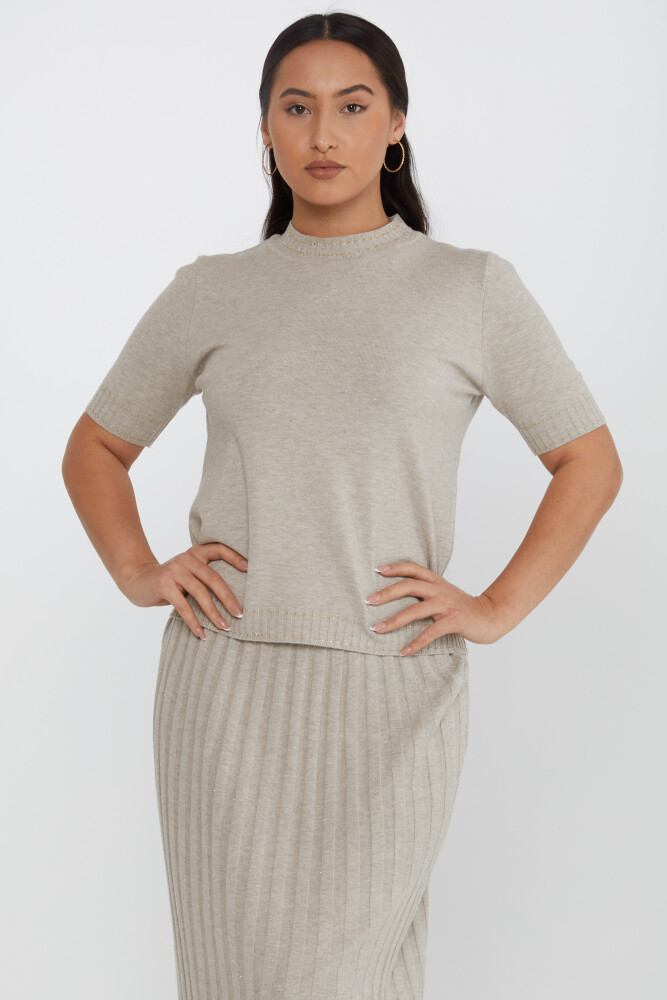 Strickpullover Kurzarm Glitzer-Nerz - 31626 | KAZEE (3er-Set M-L-XL) - 2