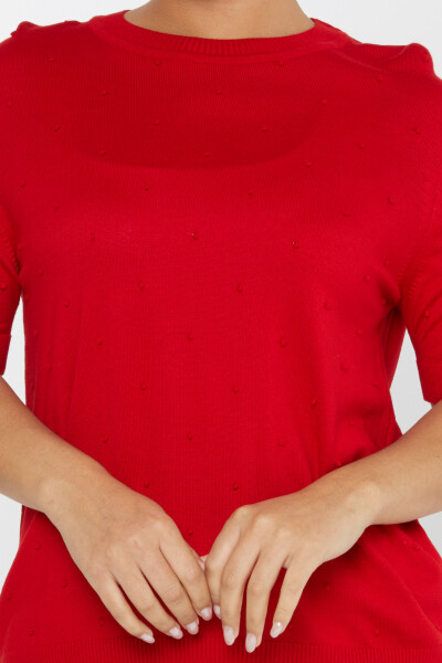 Strickpullover Kurzarm mit Muster Rot - 30131 | KAZEE (4er-Set M-L-XL-2XL) - 3