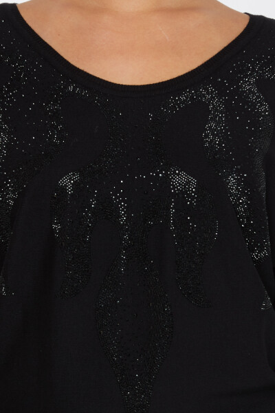 Strickpullover mit langen Ärmeln und Steinstickerei in Schwarz – 30996 | KAZEE (2er-Set M-L) - 3