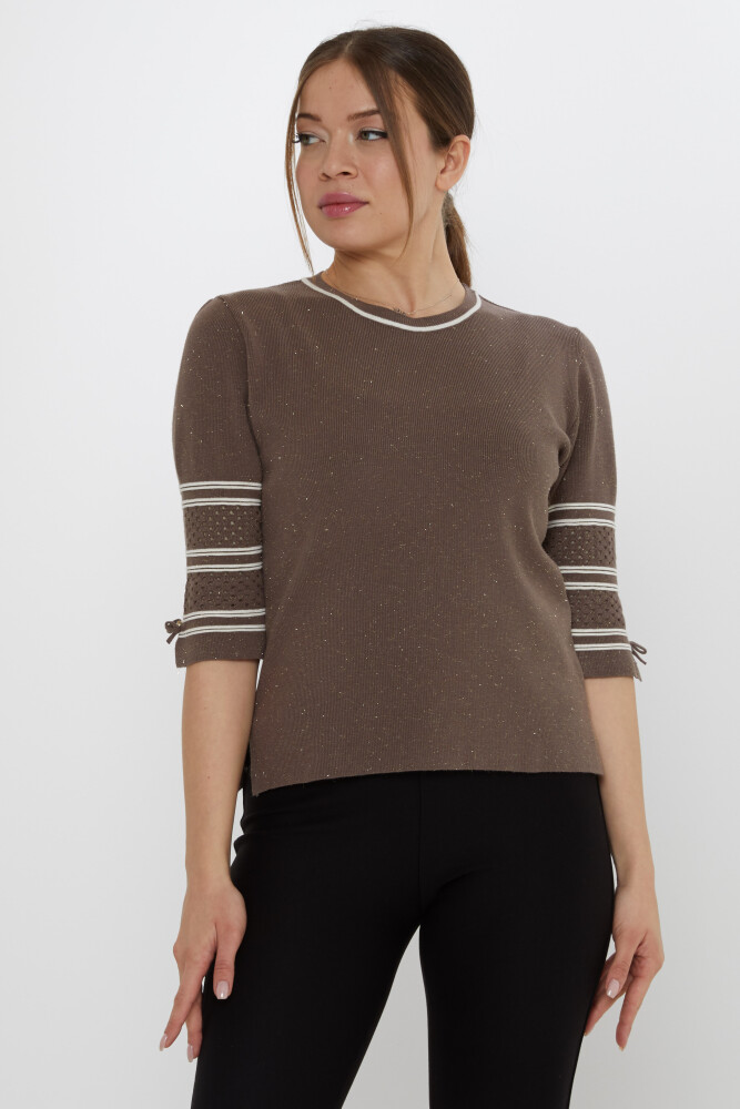 Strickpullover mit Ärmeldetail in dunklem Nerz – 31316 | KAZEE (3er-Set M-L-XL) - 2