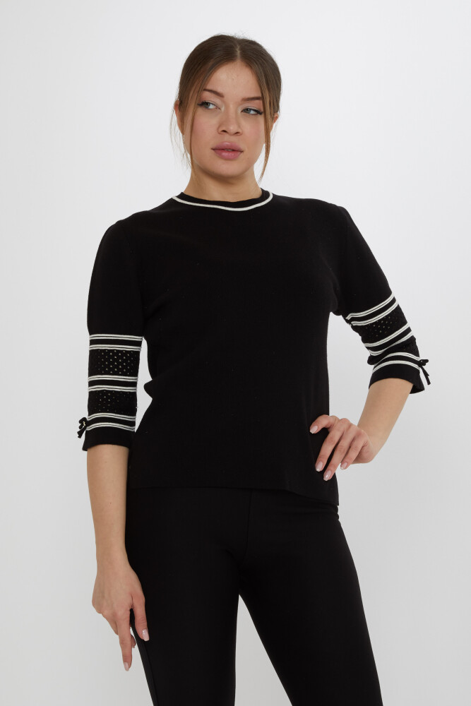 Strickpullover mit Ärmeldetail in Schwarz – 31316 | KAZEE (3er-Set M-L-XL) - 1