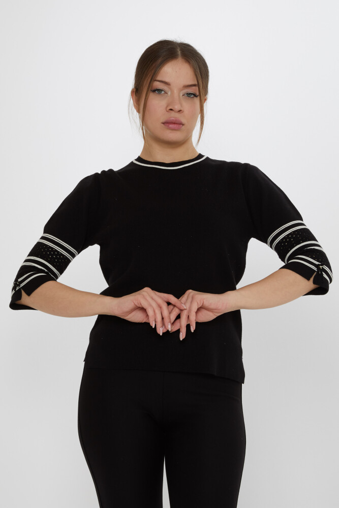 Strickpullover mit Ärmeldetail in Schwarz – 31316 | KAZEE (3er-Set M-L-XL) - 2