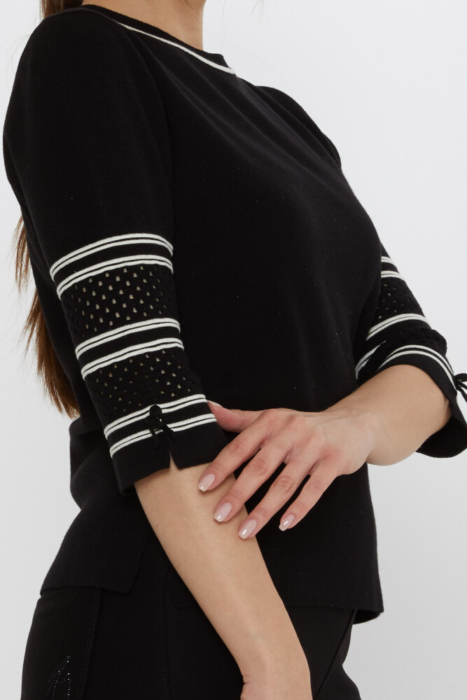 Strickpullover mit Ärmeldetail in Schwarz – 31316 | KAZEE (3er-Set M-L-XL) - 4