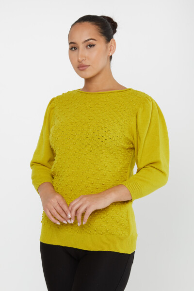 Strickpullover mit Ballonärmeln und selbstgemustertem Senfgelb – 30340 | KAZEE (4er Set S-M-L-XL) - 2