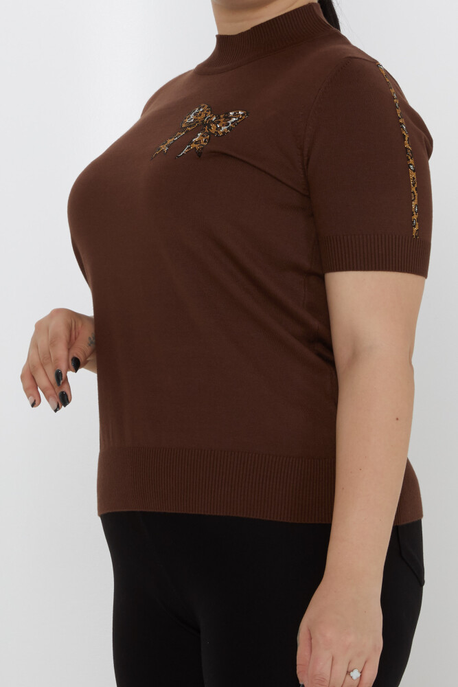 Strickpullover mit Banddetail, amerikanisches Modell, Braun – 31549 | KAZEE (3er-Set L-XL-2XL) - 3