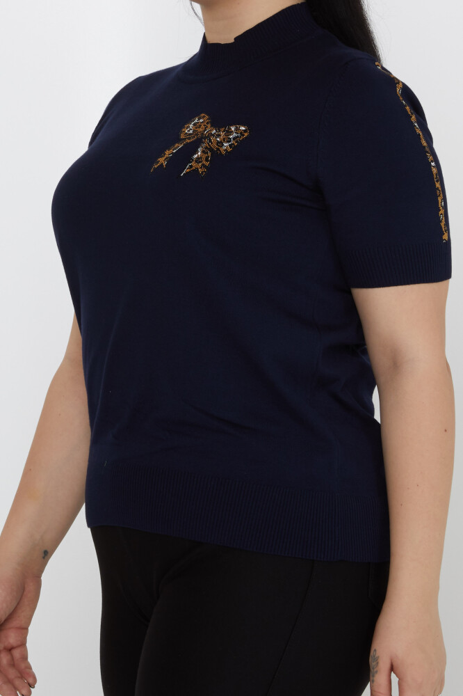 Strickpullover mit Banddetail, amerikanisches Modell, Marineblau – 31549 | KAZEE (3er-Set L-XL-2XL) - 3