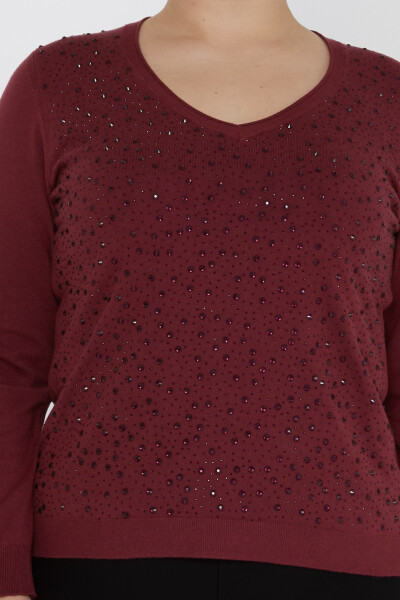 Strickpullover mit Kristallsteinstickerei, lange Ärmel, Kachel - 31213 | KAZEE (3er-Set M-L-XL) - 3