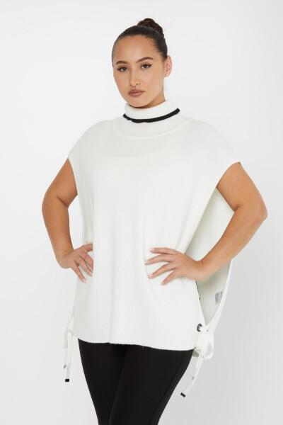 Strickpullover mit Bindedetail und kurzen Ärmeln Ecru – 30229 | KAZEE (3er Set S-M-L) - 2