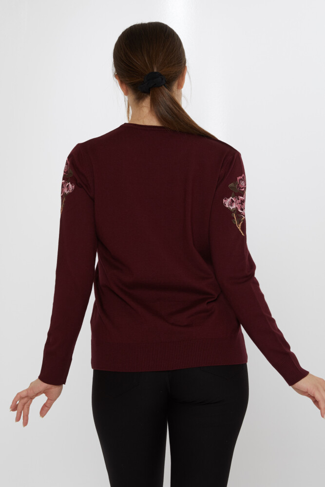 Strickpullover mit Blumenstickerei in Pflaume - 31673 | KAZEE (3er-Set L-XL-2XL) - 5