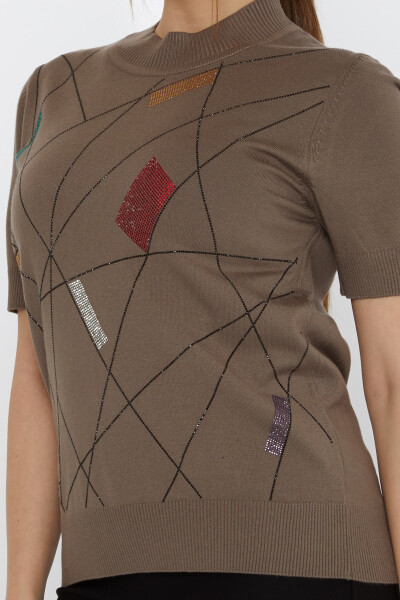 Strickpullover mit farbigen Steinen und Stickereien in Nerz - 30078 | KAZEE (4er-Set L-XL-2XL-3XL) - 4