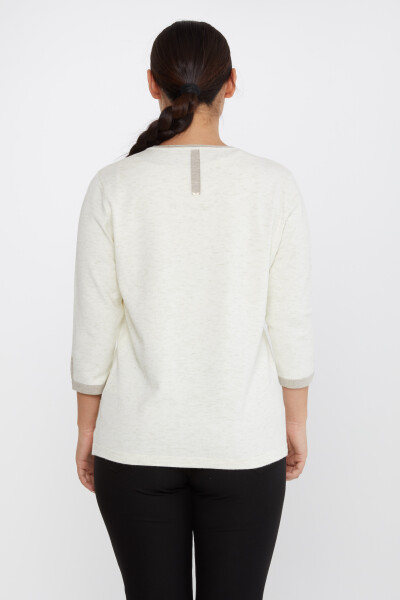 Strickpullover mit Glitzerdetails, lange Ärmel, Ecru – 31605 | KAZEE (3er-Set M-L-XL) - 5