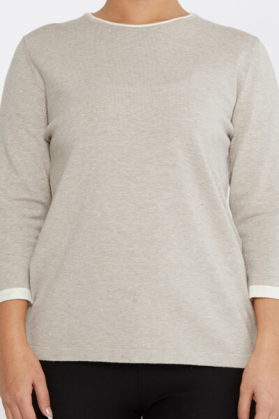 Strickpullover mit Glitzerdetails, lange Ärmel, Nerz – 31605 | KAZEE (3er-Set M-L-XL) - 3